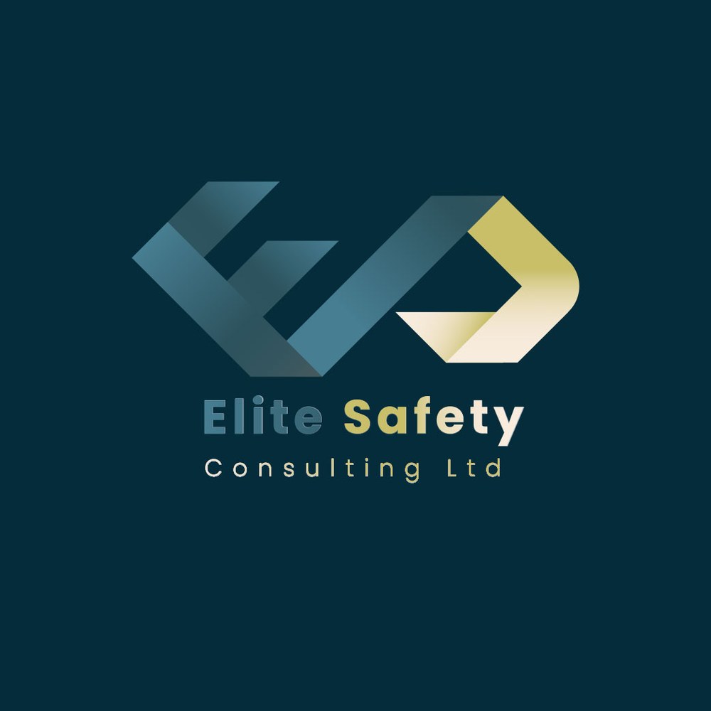 Elite Safety Consulting Ltd logo mark in teal and gold on a dark teal background.