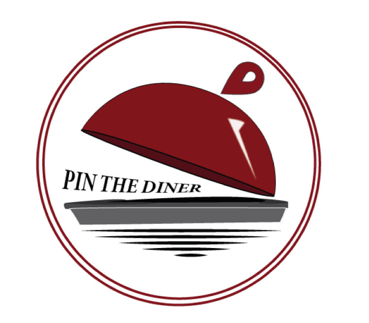 Pin The Diner logo: a red diner cloche lifting off a simple boat hull with ripples, inside a thin red circle.