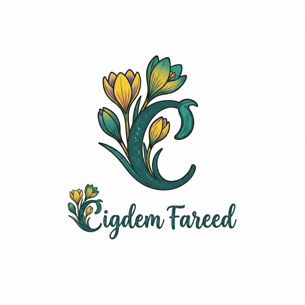 Cigdem Fareed logo: a crocus flower forming the letter C
