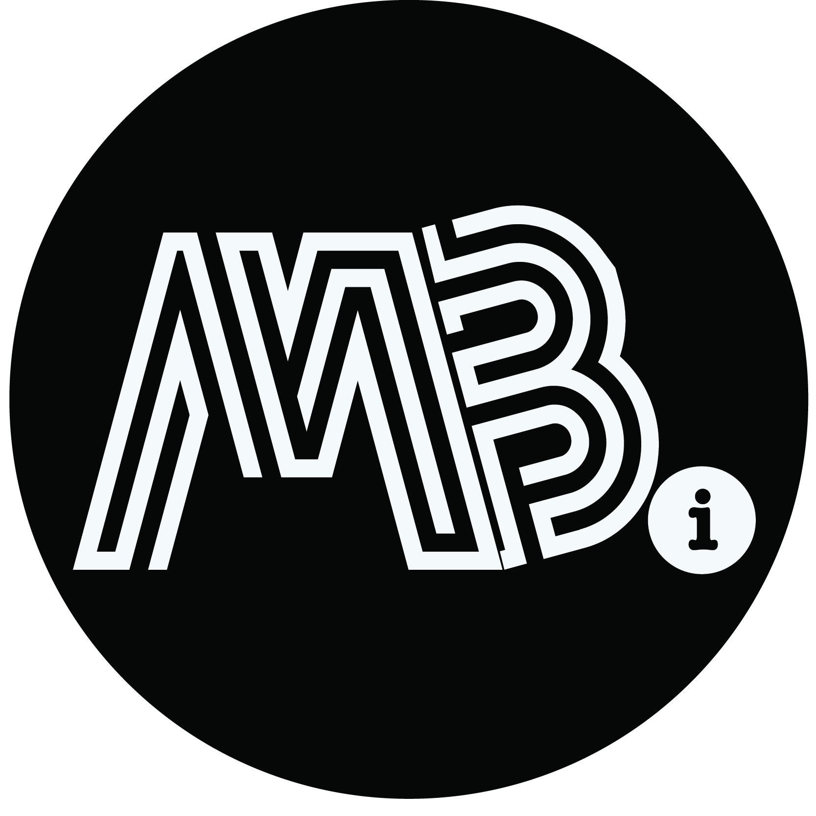 MY Biz Info logo: white striped MB lettering with an information mark on a black circle.